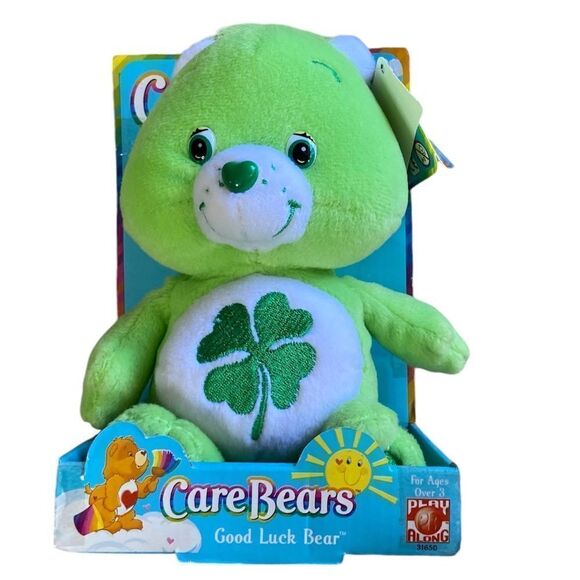 NWT Vtg 2002 Care Bears Good Luck Bear Stuffed Animal - Picture 1 of 5
